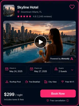 Hotel booking page enhanced with creator video